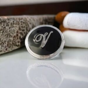 Lori Greiner Crystal Initial Compact Mirror with Magnification "V"